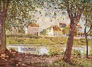 Alfred Sisley Dorf am Ufer der Seine oil